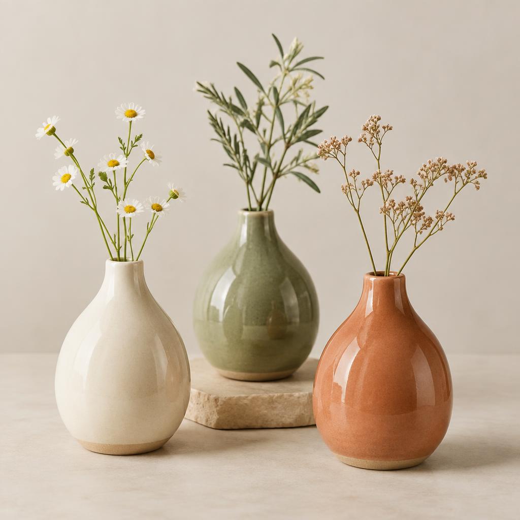 Ceramic Bud Vase Trio